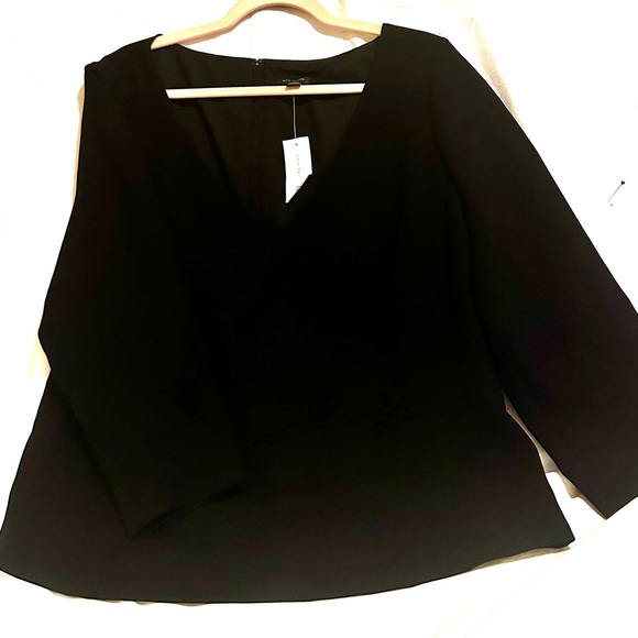 Ann Taylor Tops - Chic Ann Taylor Black V-Neck 3/4 Sleeve Blouse - Classic Work Top